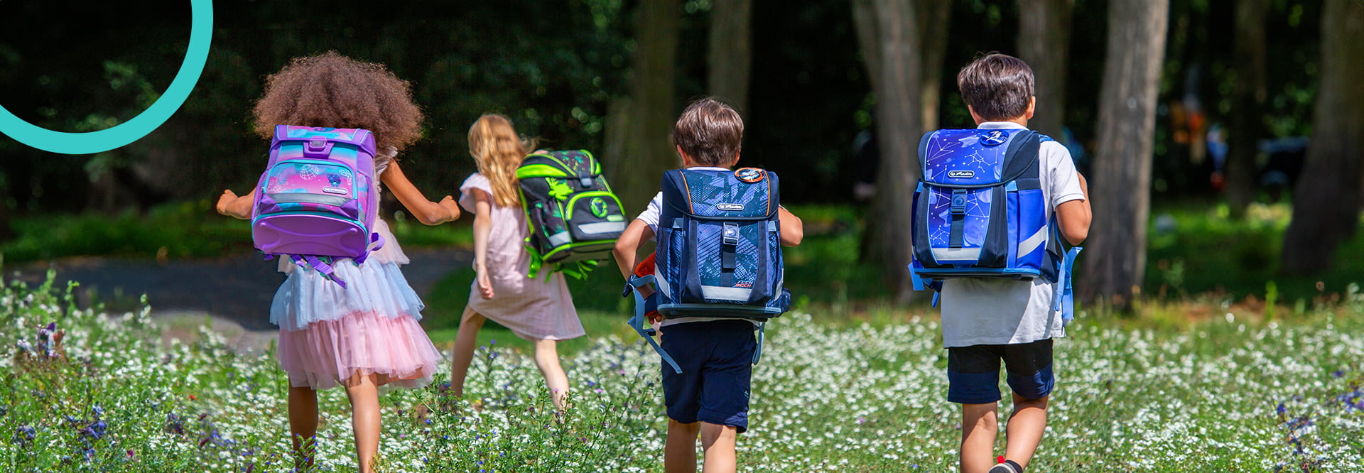 Children running with their Schoolbag