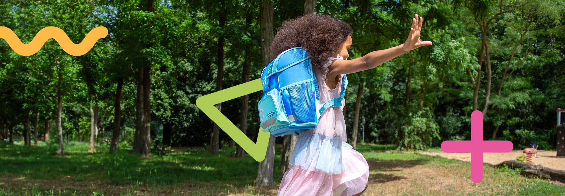 Girl jumping with her Schoolbag